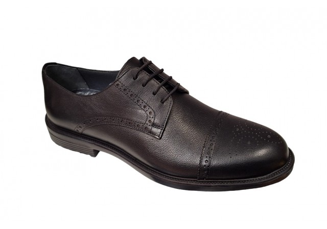 Pantofi barbati, casual, din piele naturala, negru, TEST - SCV613N